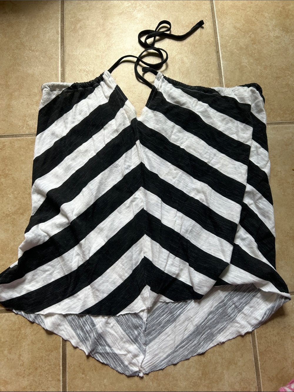 Roxy Black & White Halter/One-Shoulder Tie-Strap Tank